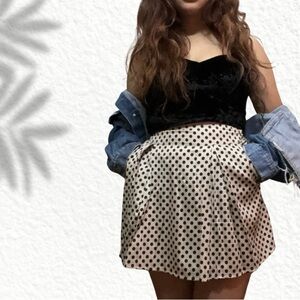 Polka Dot Pleated Skirt